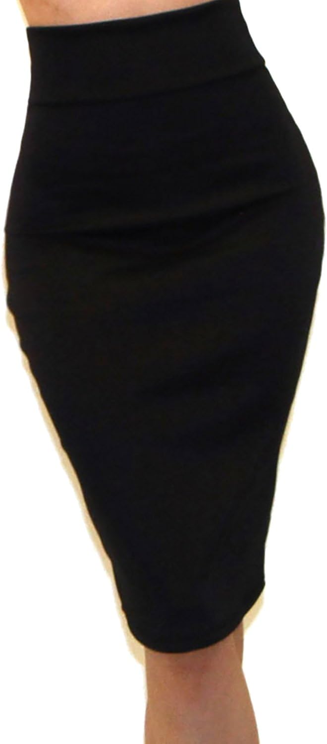 Vivicastle Women's USA High Waist Band Bodycon Career Office Midi Pencil Skirt: Clothing