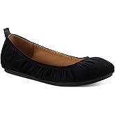 SUN STONE Womens Black Pull Tab Cushioned Stretch Sibyyl Round Toe Slip On Flats Shoes 5.5
