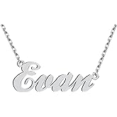 Dancing Wolf Silver Evan Name Necklace Initial Charm Nameplate Necklaces for Womens Birthday Friendship Jewelry Stainless Steel