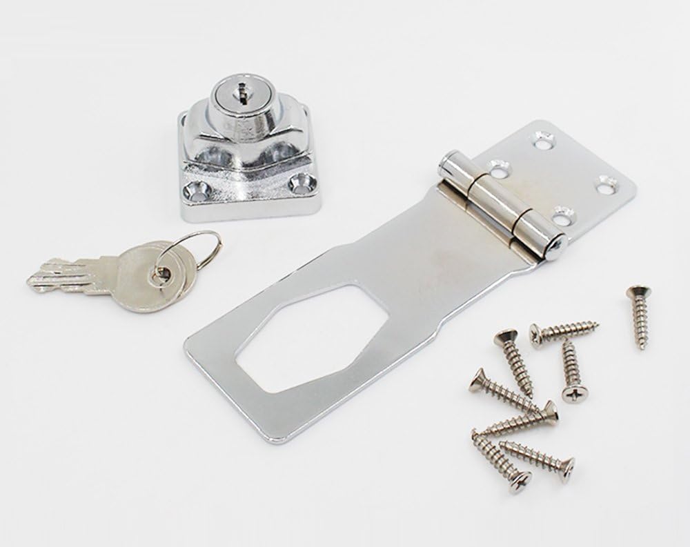1 Pack 105mm Lock Hasp Door Bolt Latch Buckle with Padlock and Keys Locking Hasp for Cabinets Cupboard Drawer Gate - Image 4