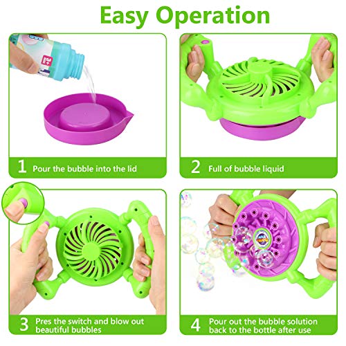 Vimpro Bubble Machine for Kids, Bubble Blower with Handle, 1 Bubbles Solution&Screwdriver Automatic Bubble Toys Small Bubble Maker for Birthday Party Wedding Gift 800 Bubbles per Minute
