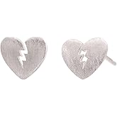 925 Sterling Silver Broken Heart Studs Earrings for Women