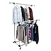 MyGift Deluxe Stainless Steel Double Rails Rolling Clothing and Garment Rack Stand w/Adjustable Telescoping Vertical and Horizontal Bars