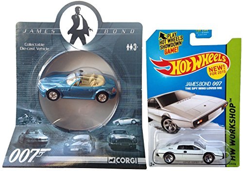 James Bond Lotus Esprit Spy who Loved Me & 007 Goldeneye BMW Z3 Car Set Hot Wheels #219 & Corgi Die-Cast