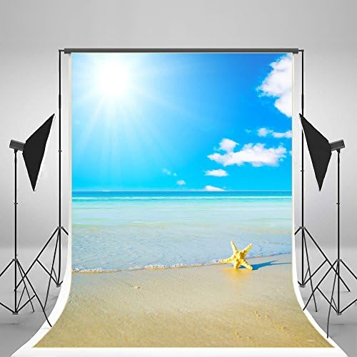 5x7ft Beach Background White Cloud Blue Sky Backdrop Summer Photography Studio