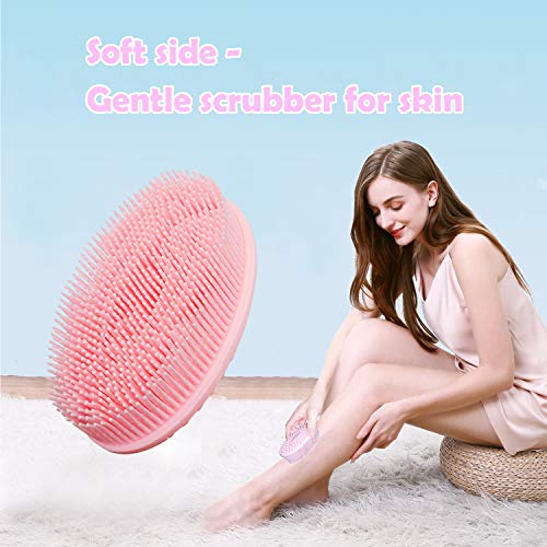 100% Silicone Bath & Shower Loofah Brush For Face & Body Gentel Scrub Skin Exfoliation-Skin Health Beauty Care-Cellulite Treatment-Massaging Brush Long Bristle - Thumbnail 3