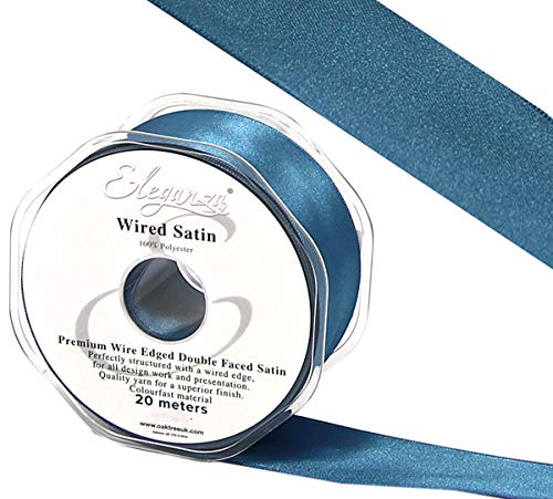 Eleganza Wired Edge Premium Double Faced Satin, Eucalyptus, 38mm x 20m
