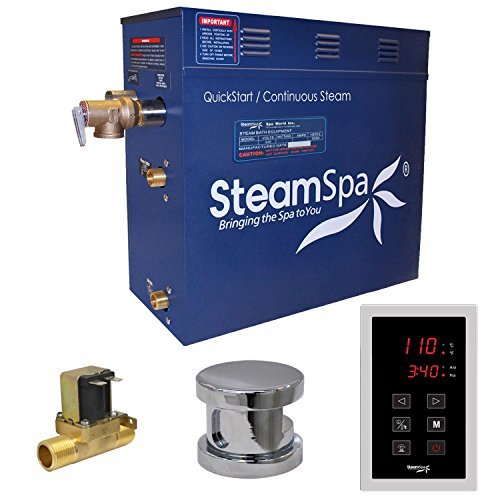 Steam Spa OAT750CH-A Oasis 7.5 KW Quick Start Acu-Steam Bath Generator Package with Built-In Auto Drain, Chrome by Steam Spa