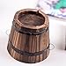Rustic Wood Whiskey Barrel Planter Box Round Small Wooden Garden Flower Pot