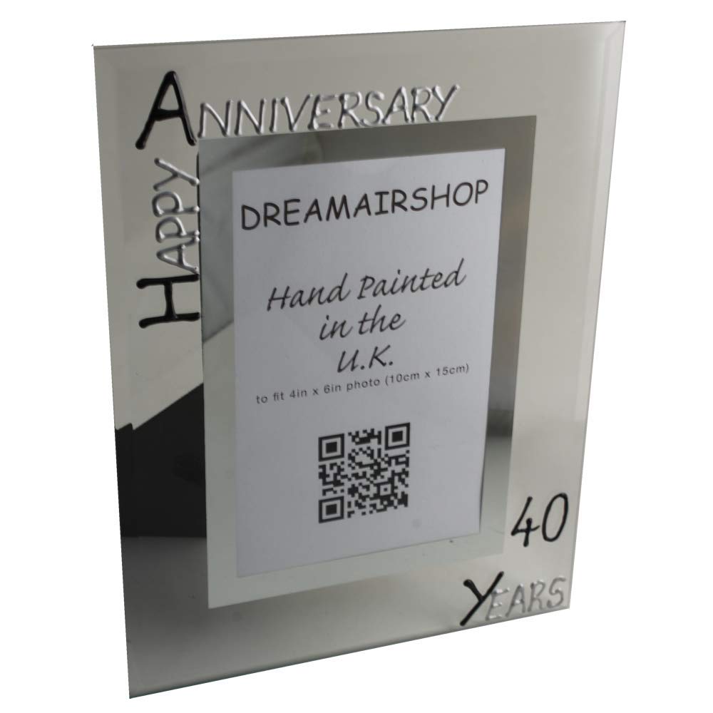 Happy 40th Year(Rubyl) Wedding Photo Frame (P) (Black/Silver