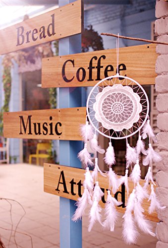 Malicosmile Dream Catchers White for Bedroom, Handmade Hanging Decorations White Feather Dreamcatcher Mobile - Thumbnail 5