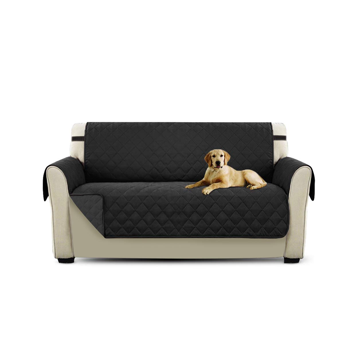 PETCUTE Sofa cover couch covers quilted Sofa Protector 2 Seater Pet Furniture Protector Black — image 1