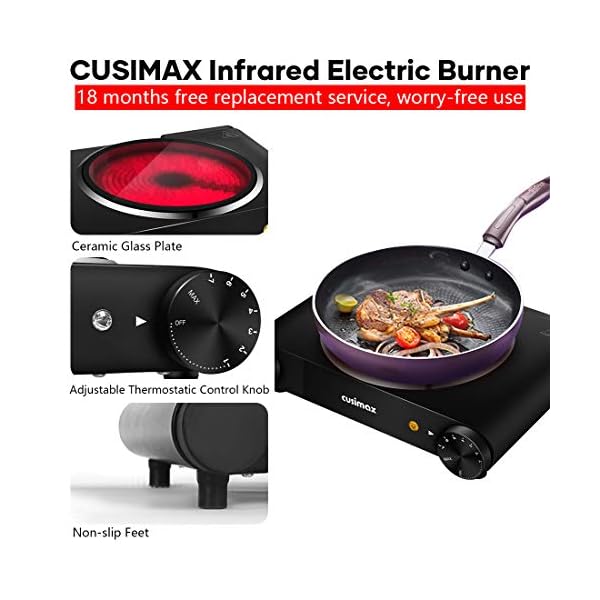 CUSIMAX Electric Burner Hot Plate for Cooking Cast Iron hot plates Heat