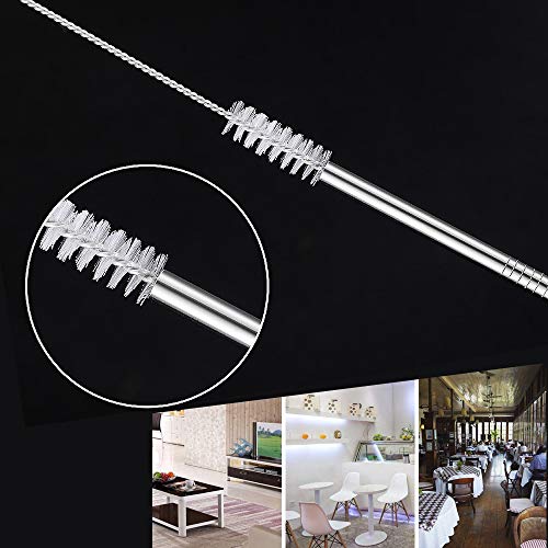 Skystuff 2 wiederverwendbare Metall-Trinkhalme mit Reinigungsbürste für Boba-Tee, Milchshakes, Perlmilchtee. – Bild 5