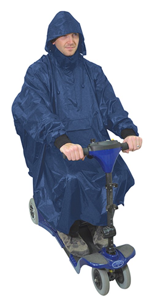 Aidapt Waterproof Scooter Poncho Full Weather Protection, Showers, Rain, Cold, Drawstring Hood, Elasticated Cuffs, Universal Sizing,Mobility,Elderly,Cape,Windproof,Coverall,Disability,Navy Blue