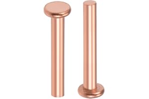 uxcell 25 Pcs 1/8" x 25/32" Flat Head Copper Solid Rivets Fasteners