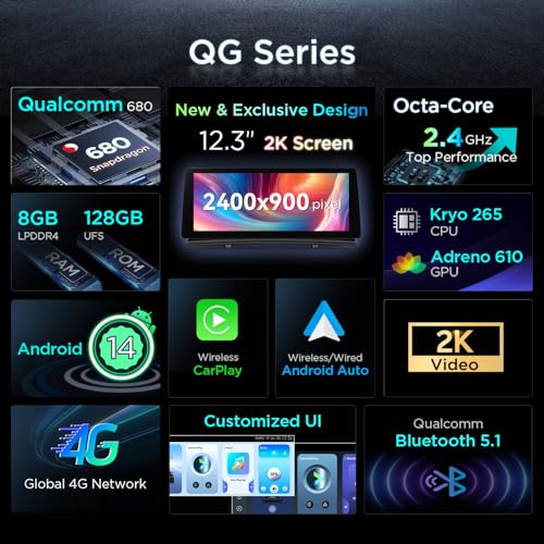 XTRONS Android 14 Car Radio for BMW X3 E83 (2004-2009) with M-Ask System, Qualcomm 680 Octa Core 8+128 Multimedia Player, 12.3 Inch 2K IPS Built-in 4G LTE Car Play Android Car Bluetooth 5.1