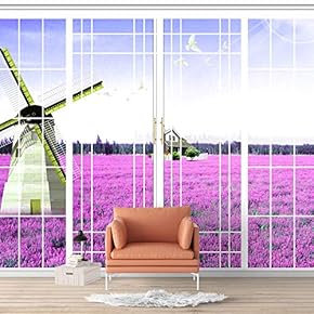 Wall Murals for Bedroom Vies from French Window Design Removable Wallpaper Peel and Stick Wall Stickers - 66x96 inches