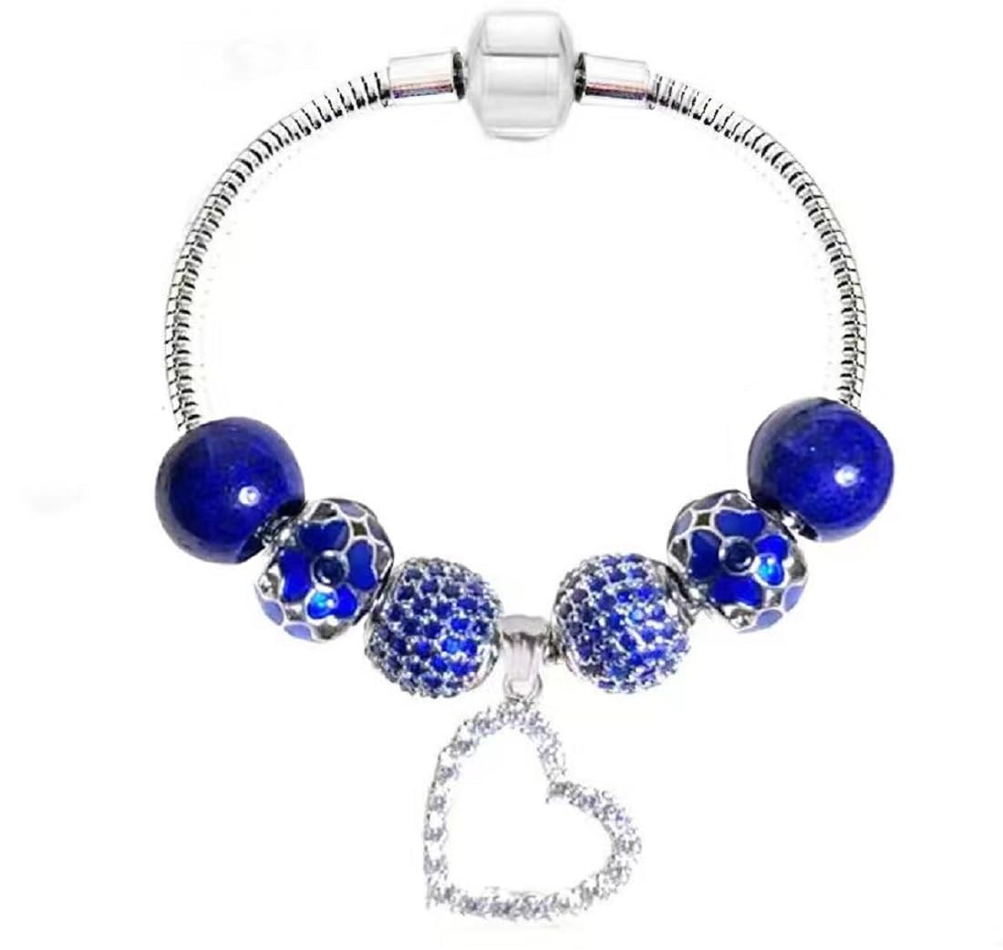 White Birch Synthetic Blue Sapphire Charm Bracelets September Birthstone Graduation Gifts 21 cm Large and X-large Size for Women Jewelry