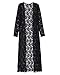 ZANZEA Ladies Beach Boho Open Cardigan Loose Long Lace Floral Maxi Tops Dress Black 12