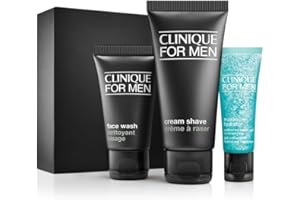 Clinique For Men Starter Kit Gift Set For Daily Intense Hydration | Face Wash, Cream Shave, Maximum Hydrator Activated Water Gel Concentrate | Includes 3 Travel Size Pieces | Perfect for Him