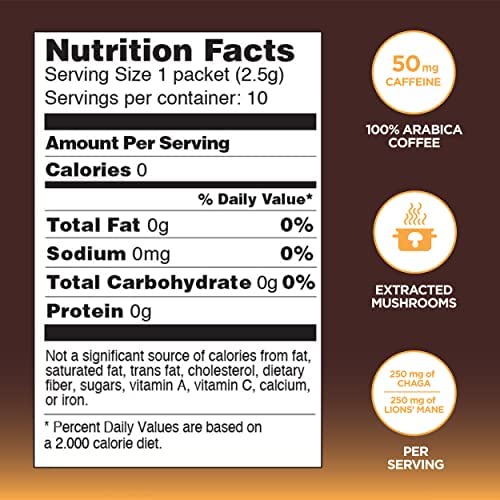 Organic Instant Coffee Powder by Four Sigmatic Arabica Instant Coffee Singles with Lion's Mane