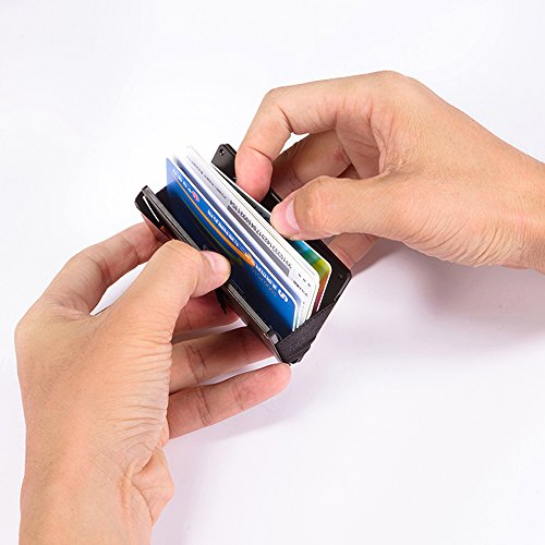 Metal Money Clip Wallet Minimalist Men's RFID Blocking Front Pocket Wallet, Slim Aluminum Credit Card Business Bank Card Case Holder for Women by INNKER