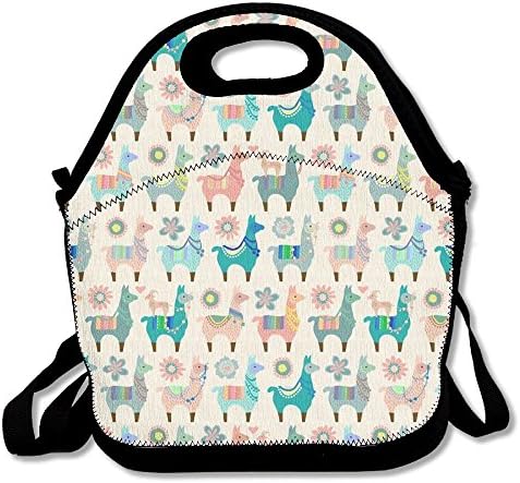 Colorful Llama Fun Lunch Bag Lunch Tote Lunchbox Handbag Reusable For Adult,Kids,Insulated,Stretchy,Reusable,Washable,Zipper,School Work Office Camping Travel