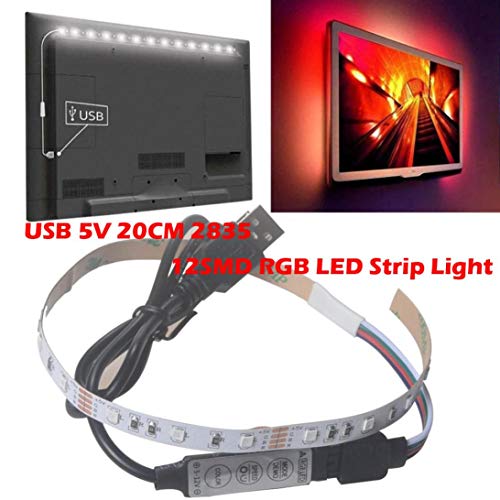 Tpingfe USB 5V 2835 12SMD 20CM RGB LED Strip Light Bar TV Back Lighting Kit
