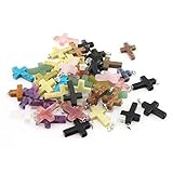 LQZ(TM) 20Pcs Mixed Colors Natural Stone Cross Charms Pendants