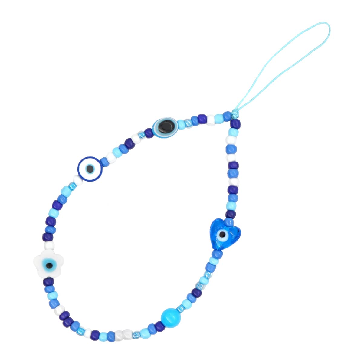 UKCOCO Mobile Phone Chain Lanyard 11.8In Blue Heart Charm Anti-Lost Wrist Strap Decorative Hanging Rope for Everyday Use