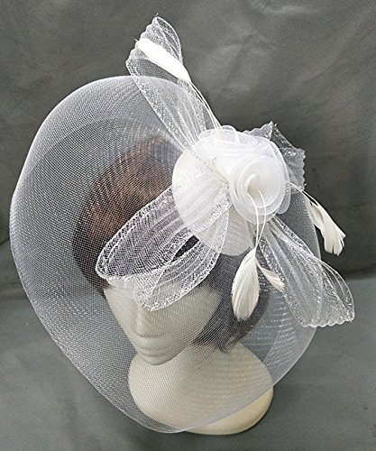 Amazon Com Usongs White Feathers Handmade Flowers Gauze Hat Bride