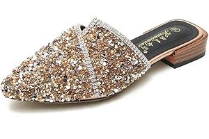 BGYJMTRCVHU Mules for Women Flats Comfortable Soft Memory Foam Insole Cherry Pointed Rivet Mule Shoes