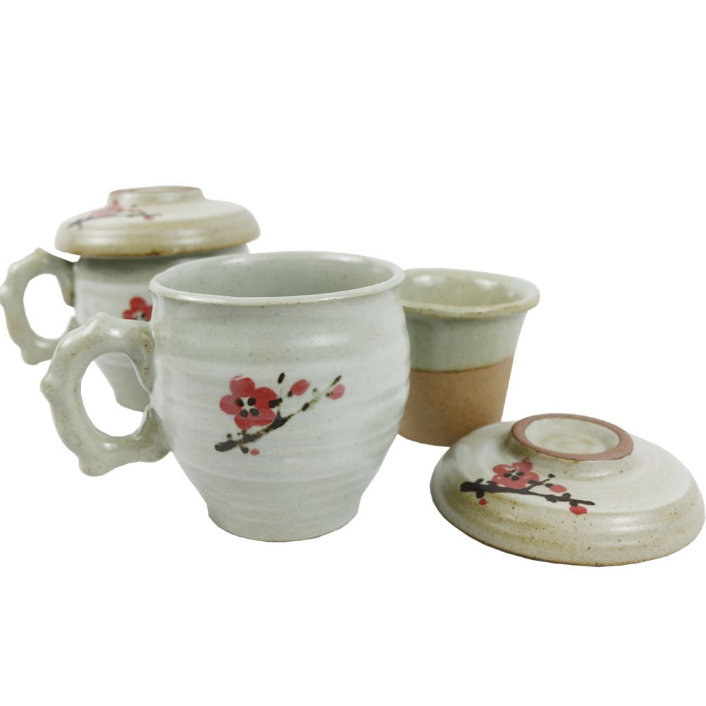 Buy Set of 2, Porcelain Tea Cup with Infuser and Lit Set Korean