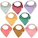 Jasper and Gold Baby Bandana Bibs, 8 Pack (Solid Set) for Girls,Organic Cotton with Soft Absorbent Fleece