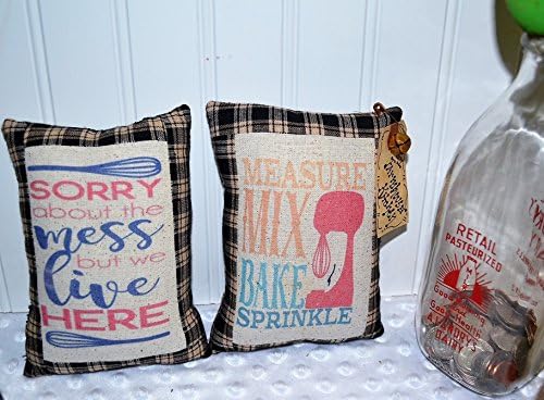 Kitchen Feed sacks, rustic decor, Kitchen basket decor,Handmade kitchen, Mixer saying, handmade basket filler, Primitive rustic