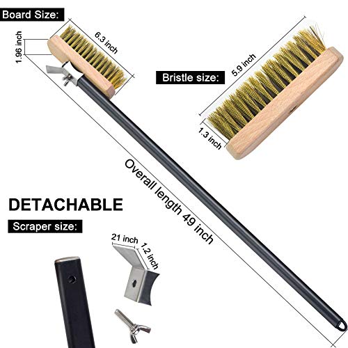 SHANGPEIXUAN Pizza Brush Commercial Grill Brush with 47-Inch Aluminum Handle