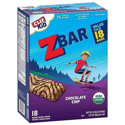 ZBAR – CHOCOLATE CHIP – SOFT-BAKED ENERGY SNACK BARS – NON-GMO – 12G WHOLE GRAINS – USDA ORGANIC GRANOLA BARS (18 PACK)