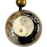 Orgone Yin Yang Necklace Choker - Healing Crystals of Black Tourmaline, Selenite & Quartz with Copper Orgonite Amulet with SBB Coil - Protective Energy Jewelry Handmade, Arte Orgones Design