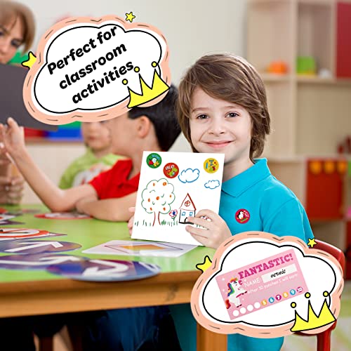 Reward Stickers for Kids and Students Punch Cards Set, Animal Motivational Stickers for Teacher Supplies,Encouraging Incentive Classroom Stickers,Teacher Classroom School Supplies (Unicorn Stickers)