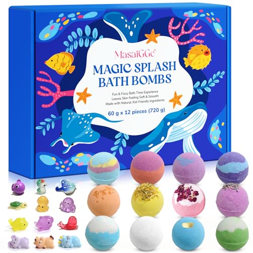 Bath Bombs with Surprise, 12 Pieces Bath Bombs for Children, Bath Bombs in Natural Organic Foam, Gifts for Boys and Girls, Bath Bomb Gift
