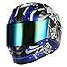 1Storm Motorcycle Bike Full FACE Helmet Mechanic Skull - Tinted Visor Blue
