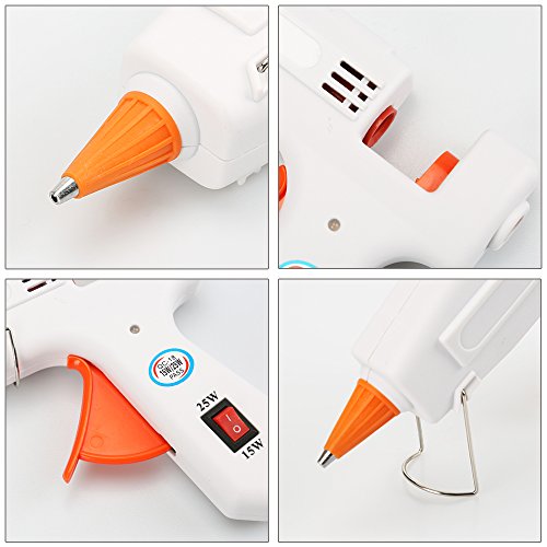 E.Durable Hot Melt Glue Gun Kit with 40 Multi-Colored Glue Sticks for DIY Handcraft School Projects/Home Arts/Crafts / Repair | Flexible Trigger | (15W/25W)