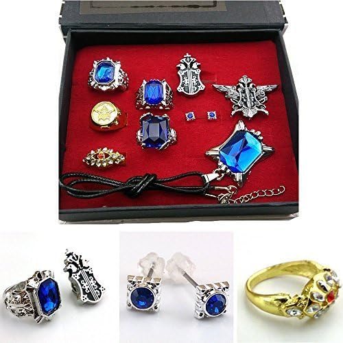 Cosplay Black Butler Ciel Sebastian Ring Necklace Earring Studs Set, Model: , Toys & Gaems