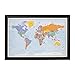 Push Pin Travel Maps - Blue Oceans World with Black Frame- 27.5