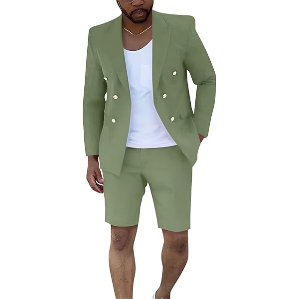 Shorts Suits for Men 2 Piece Summer Suit Outfit Two Buttons