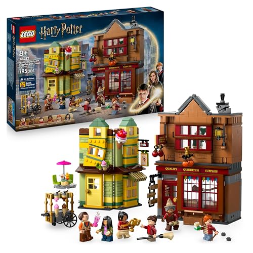 Harry Potter Accessori di Prima Qualità per il Quidditch e Gelateria - 2 Negozi Giocattolo di Diagon Alley, 6 Personaggi e Accessori come la Scopa Nimbus 2000 - Regalo per Bambini da 8 Anni 76452