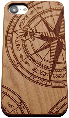 VIVIPOW Wood Phone Case Compatible iPhone 8 Case,Wooden Compass Phone Case Compatible iPhone 8 (4.7')(Compass-Cherrywood)