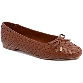 Jones New York Women&rsquo;s Samera Woven Ballet Flats - Comfortable Square Toe Slip On Dress Shoes with Bow Accent and Memory Foam Insole for Work, Office, or Casual Wear