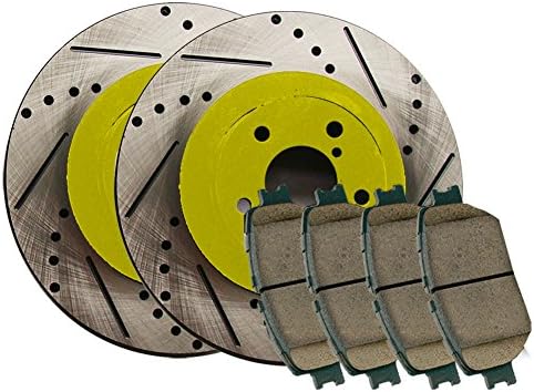 Speedy Brake Kit Drilled and Slotted Disc Brake Kit - Front Rotors with Race Ready Pads SB1239X2RRYELLO - Yellow